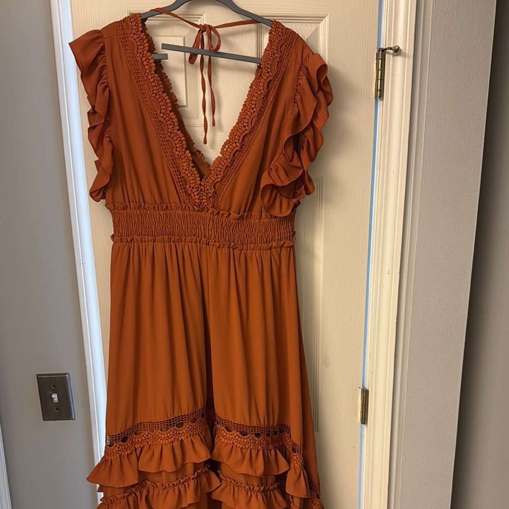 Baltic born Elegant Ruffled Orange Dress